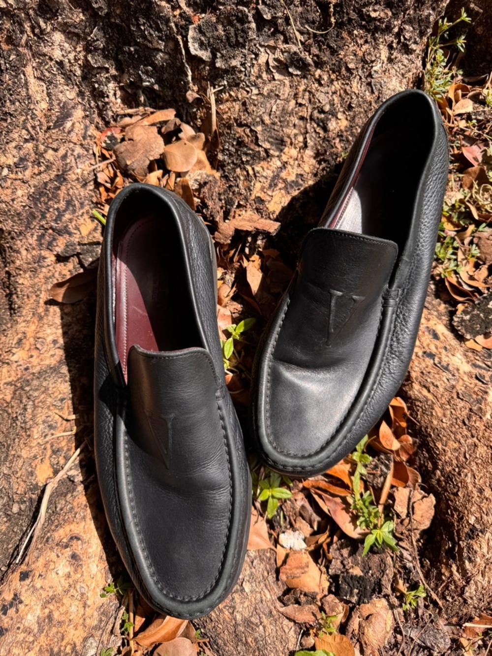 Men's Valentino Black Leather Slip-On Loafers